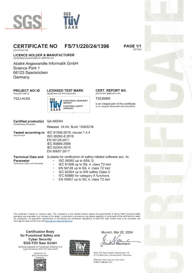 Cantata Certificate